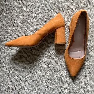 Orange block heels